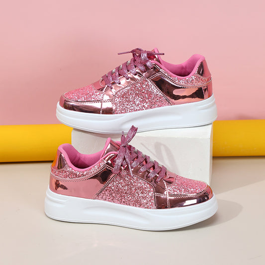 Thick-Soled Sequined Trendy Shoes - Bellkmart