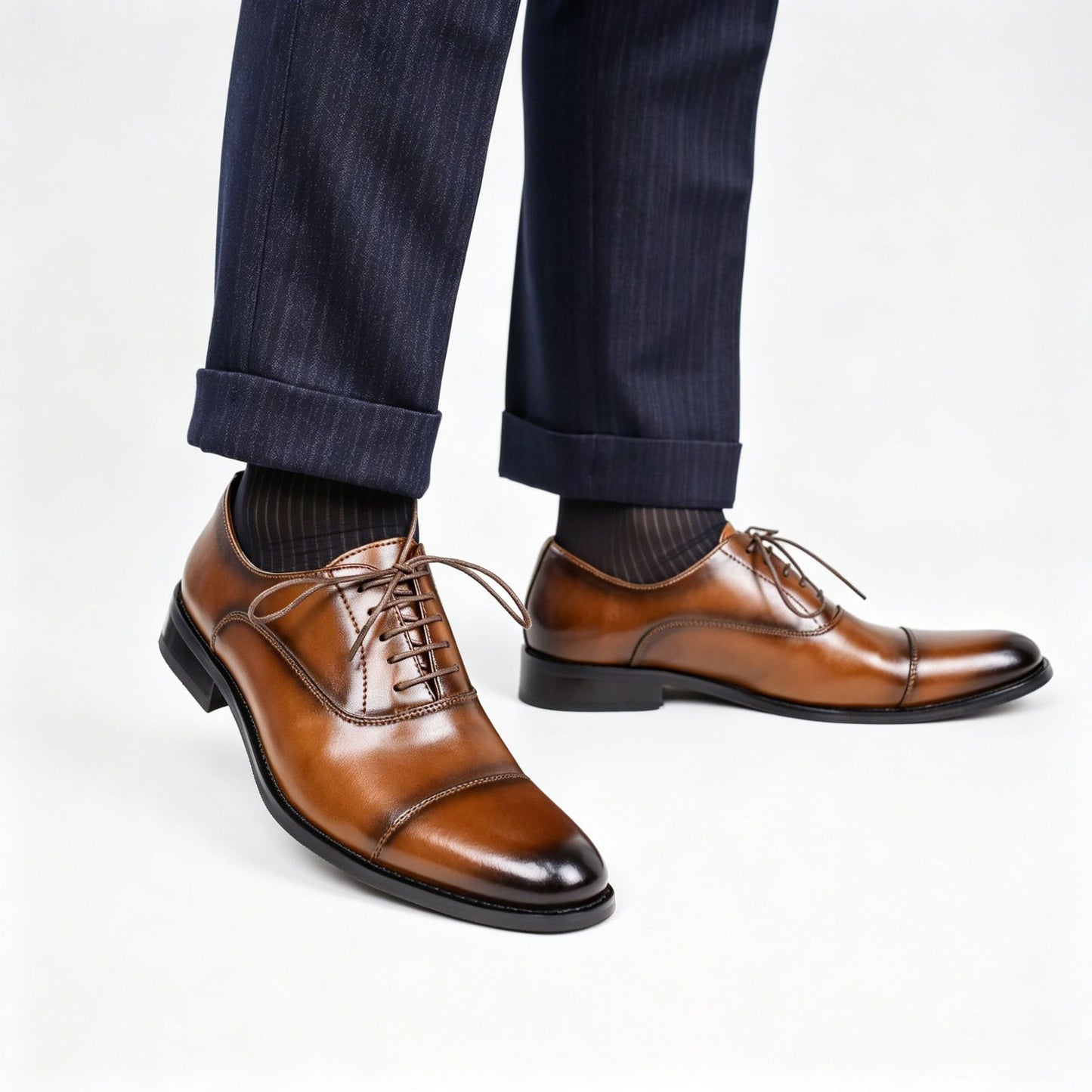 Men’s Cap-Toe Oxford Dress Shoes – Formal Lace-Up Business Shoes