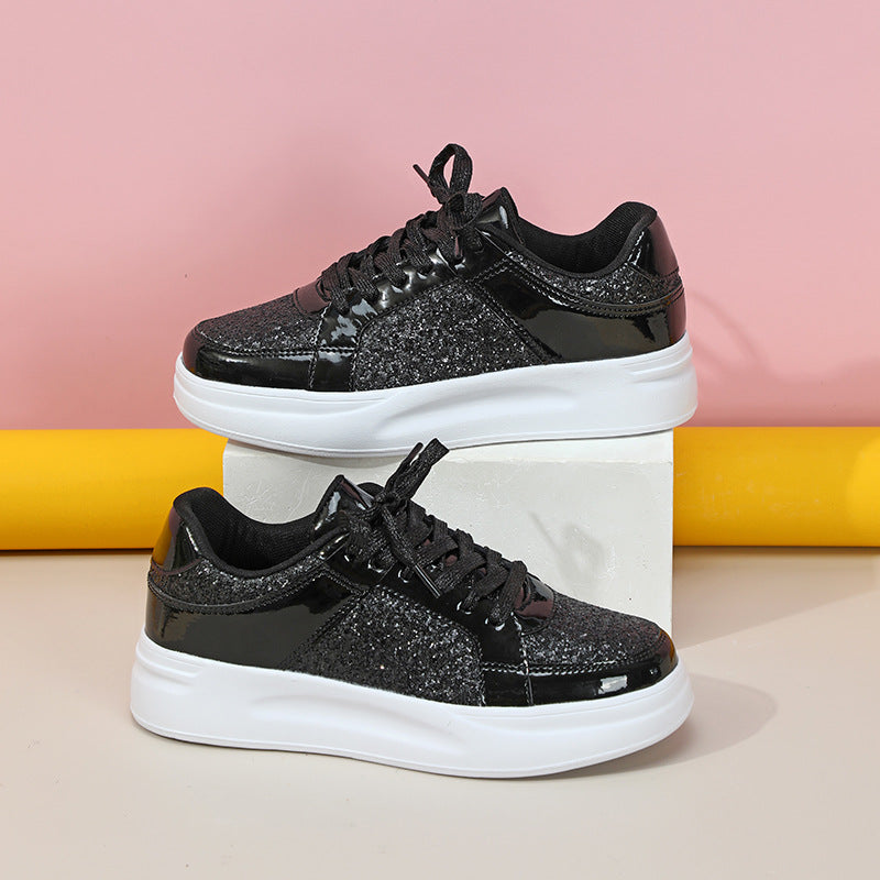 Thick-Soled Sequined Trendy Shoes - Bellkmart