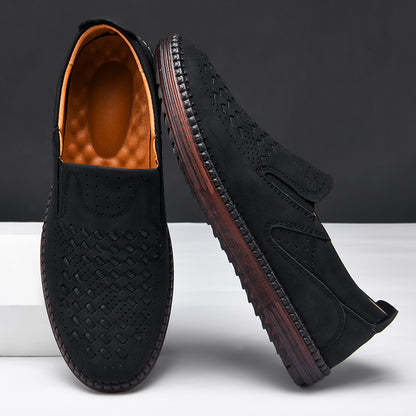 Handmade Casual Men's Breathable Casual Leather Shoes - Bellkmart