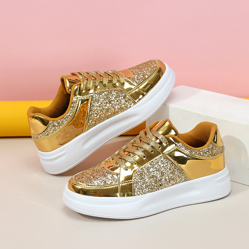 Thick-Soled Sequined Trendy Shoes - Bellkmart