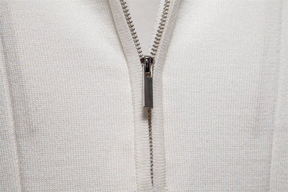 Men's Short-Sleeve Quarter-Zip Polo Shirt with Ribbed Detailing - Bellkmart