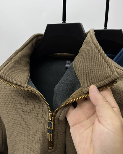 Half-zip Stand Collar Plush Long Sleeve Sweatshirt - Bellkmart