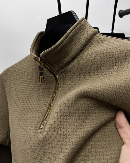 Half-zip Stand Collar Plush Long Sleeve Sweatshirt - Bellkmart