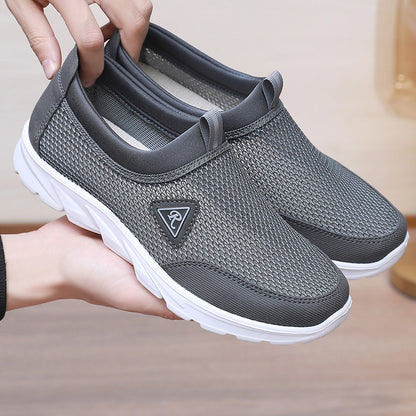Men's Slip-On Mesh Sneakers with Cushioned Sole and Pull-Tab - Bellkmart