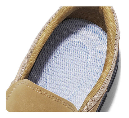 Men's Slip-On Suede Loafers with Mesh Upper and Textured Sole - Bellkmart