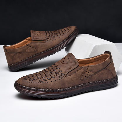 Handmade Casual Men's Breathable Casual Leather Shoes - Bellkmart