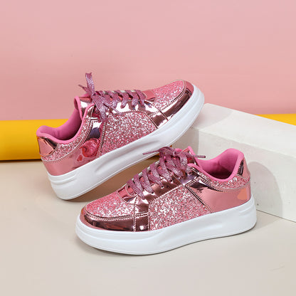 Thick-Soled Sequined Trendy Shoes - Bellkmart