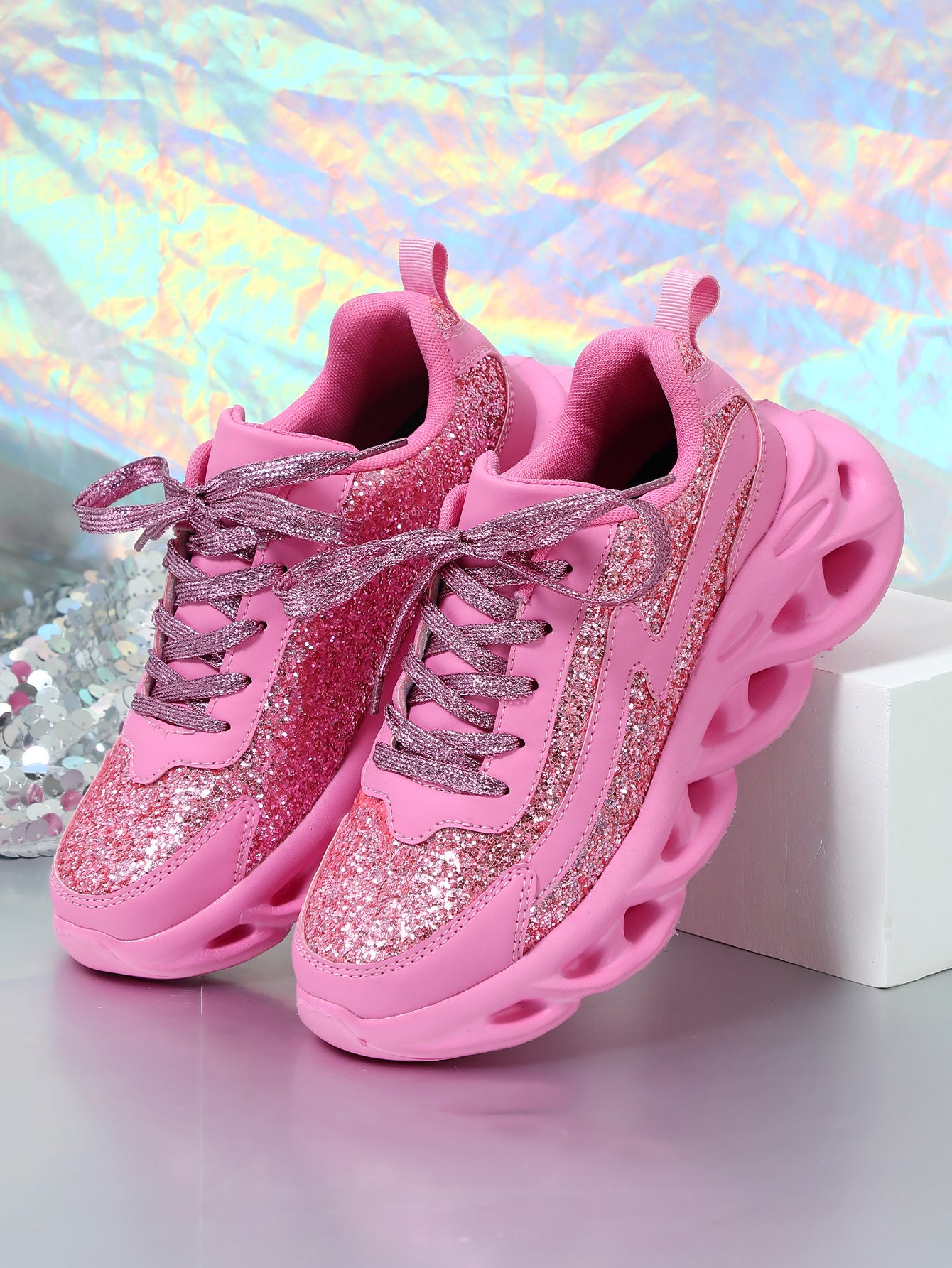 Trendy Glitter Sneakers - Bellkmart