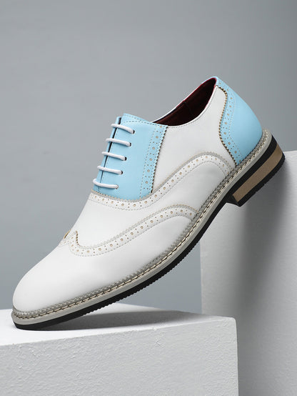 Brogue Carved Color Matching Leather Shoes - Bellkmart