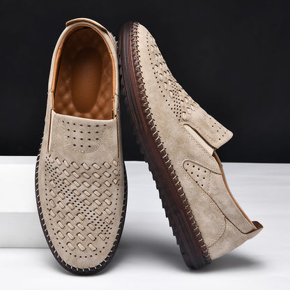 Handmade Casual Men's Breathable Casual Leather Shoes - Bellkmart