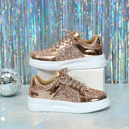 Thick-Soled Sequined Trendy Shoes - Bellkmart