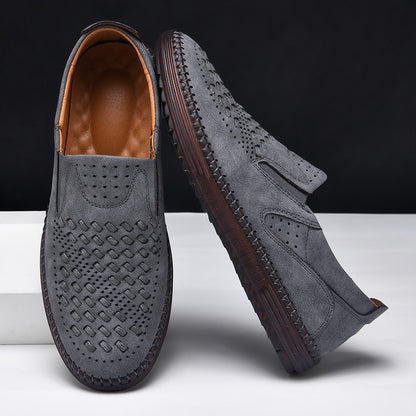 Handmade Casual Men's Breathable Casual Leather Shoes - Bellkmart
