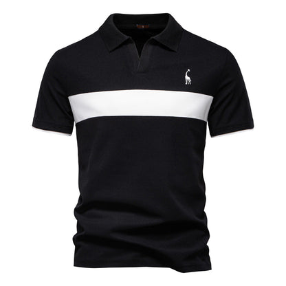 Men's Short-Sleeve Stripe and Embroidered Polo Shirt - Bellkmart