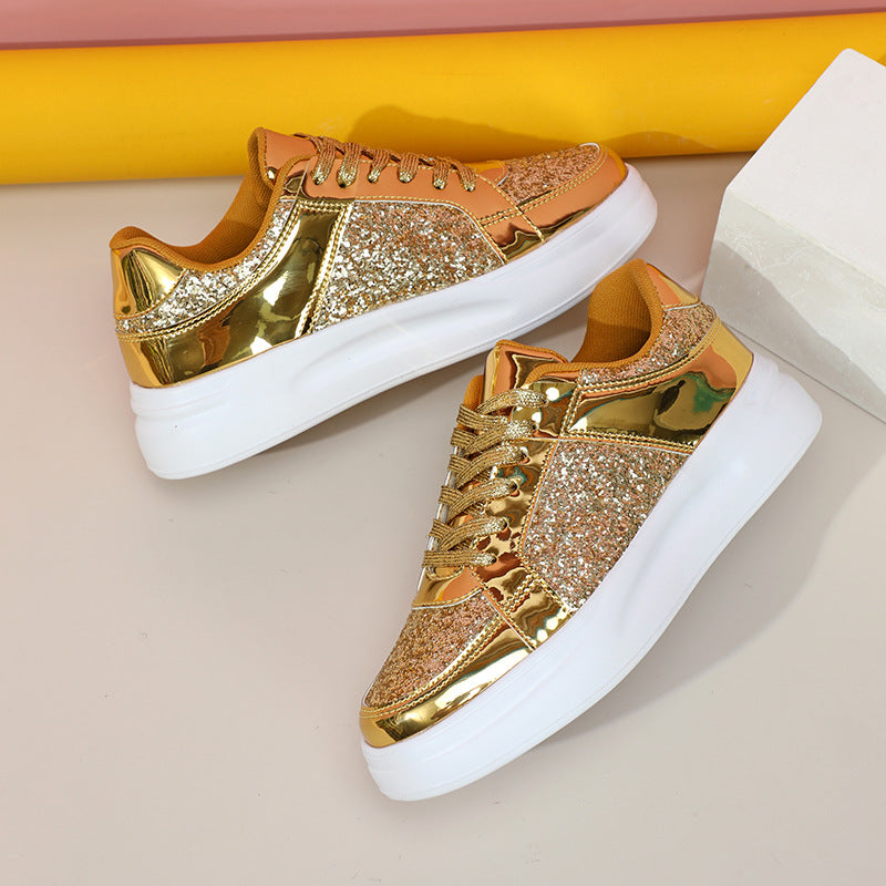 Thick-Soled Sequined Trendy Shoes - Bellkmart