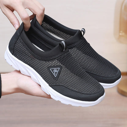 Men's Slip-On Mesh Sneakers with Cushioned Sole and Pull-Tab - Bellkmart
