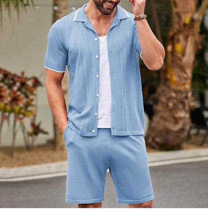 Men's Business Casual Sweater Two-piece Set Cool Silk Knitted Sets - Bellkmart