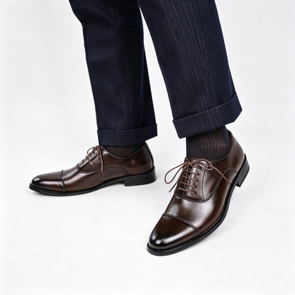 Men’s Cap-Toe Oxford Dress Shoes – Formal Lace-Up Business Shoes