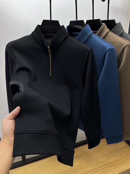 Half-zip Stand Collar Plush Long Sleeve Sweatshirt - Bellkmart