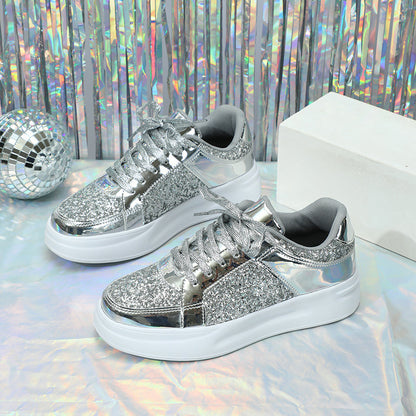 Thick-Soled Sequined Trendy Shoes - Bellkmart
