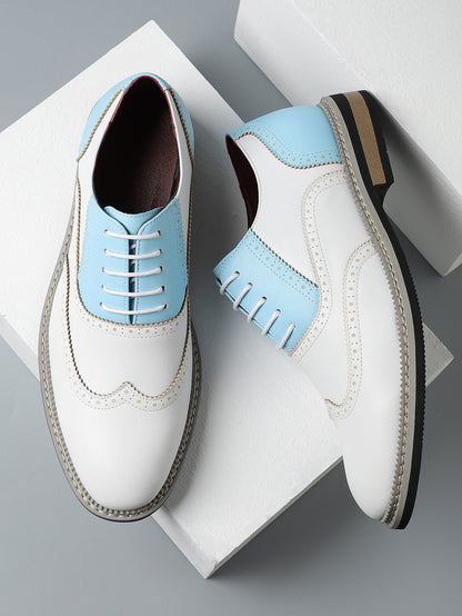 Brogue Carved Color Matching Leather Shoes - Bellkmart
