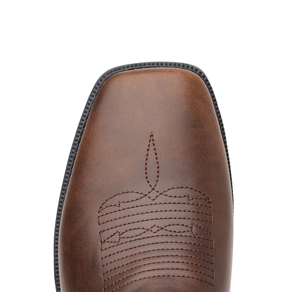 Classic Embroidered Vintage Wide Toe Western Cowboy Boots - Bellkmart