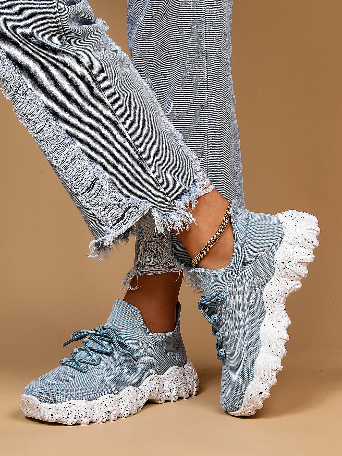 Women's Breathable Knit Chunky Fashion Orthopedic Sneakers - Bellkmart