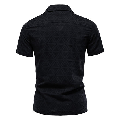 Men's Diamond-Patterned Short-Sleeve Button-Up Shirt - Bellkmart