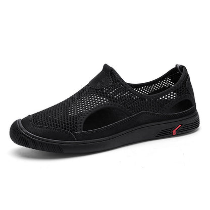 Lightweight Mesh Slip-On Athletic Shoes with Ventilation Panels - Bellkmart