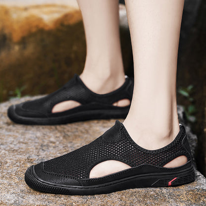 Lightweight Mesh Slip-On Athletic Shoes with Ventilation Panels - Bellkmart