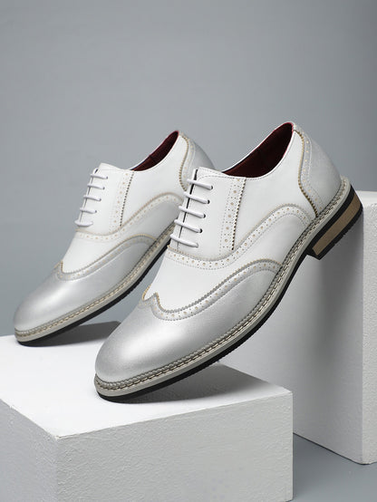 Brogue Carved Color Matching Leather Shoes - Bellkmart