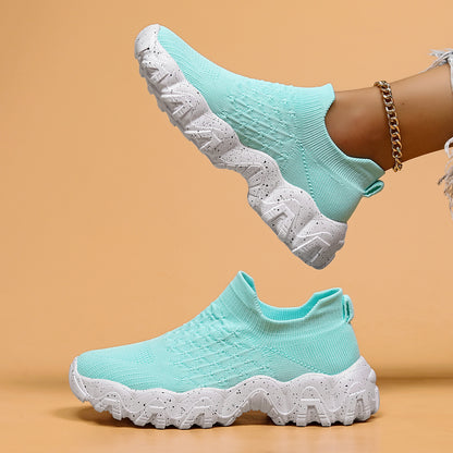 Women's Breathable Mesh Sock Shoes Knit Soft Bottom Sports Running Shoes - Bellkmart