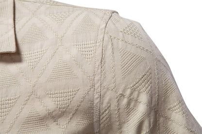 Men's Diamond-Patterned Short-Sleeve Button-Up Shirt - Bellkmart