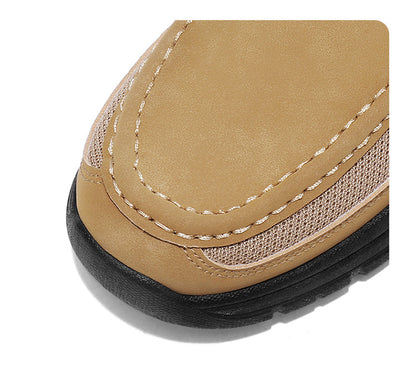 Men's Slip-On Suede Loafers with Mesh Upper and Textured Sole - Bellkmart