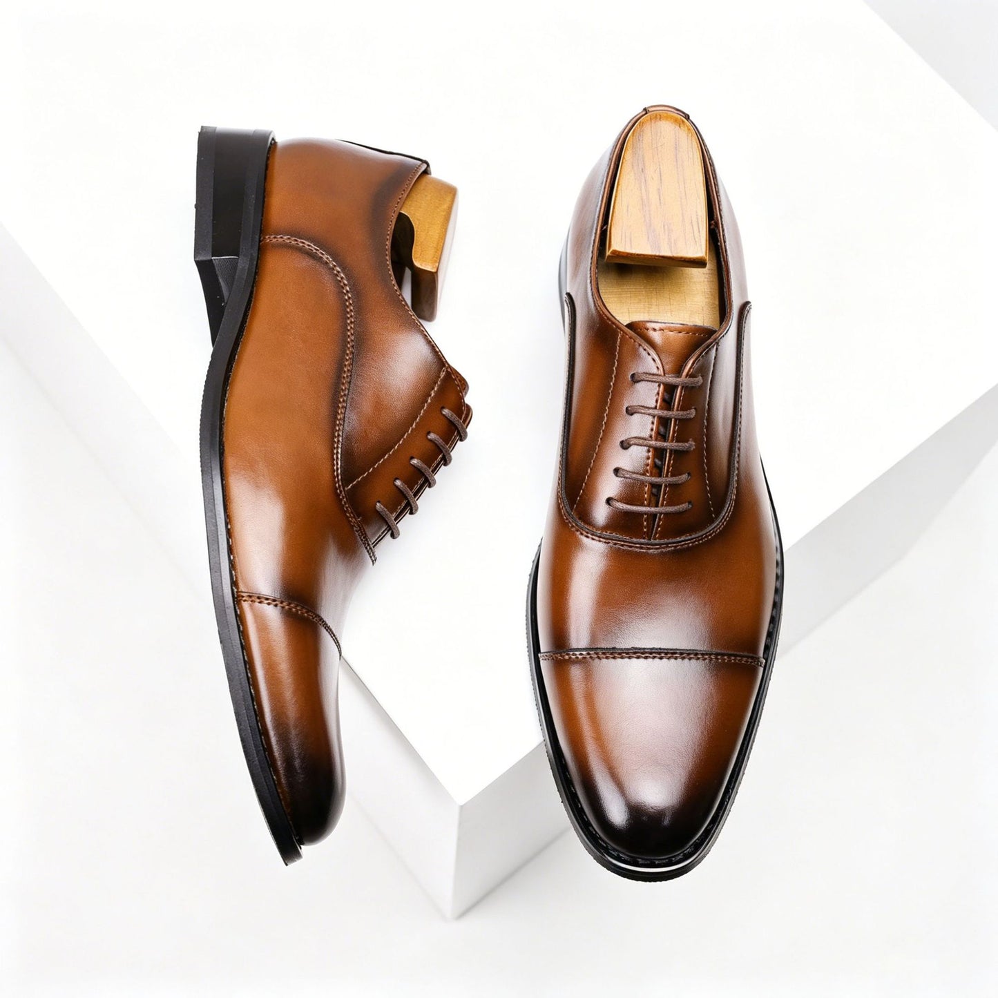 Men’s Cap-Toe Oxford Dress Shoes – Formal Lace-Up Business Shoes