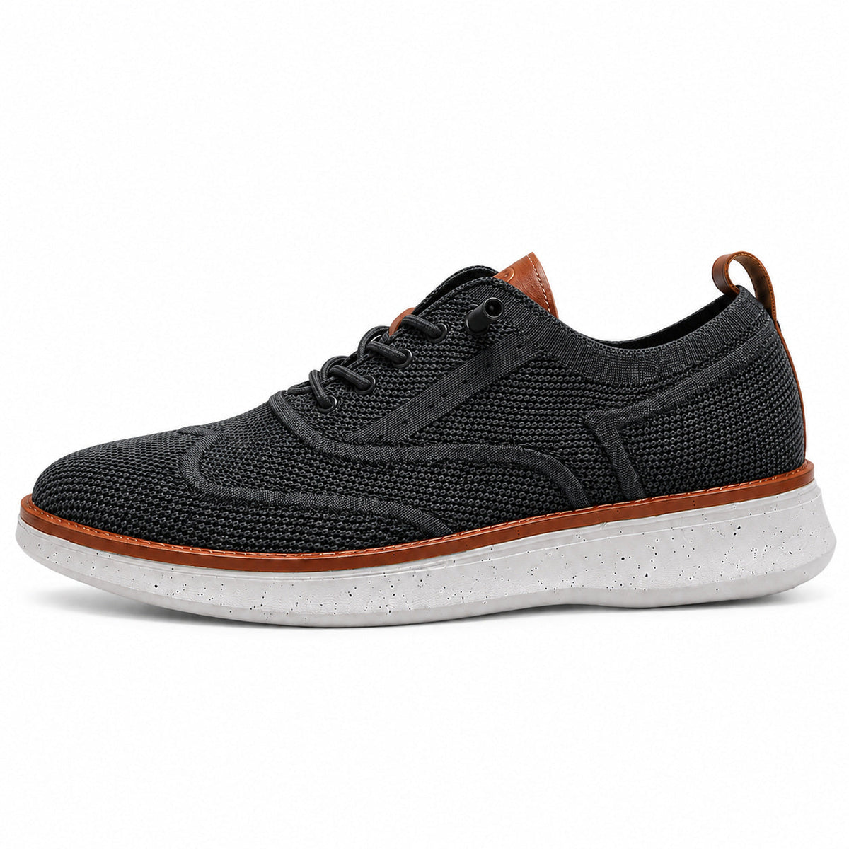 Stride men's breathable knit Oxford-style walking shoes in Black, product view 1