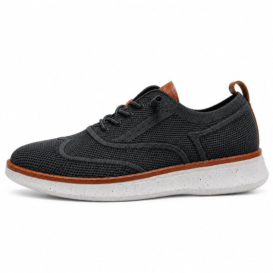 Stride men's breathable knit Oxford-style walking shoes in Black, product view 1