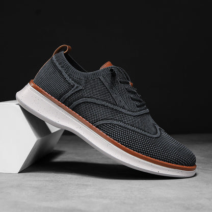 Stride men's breathable knit Oxford-style walking shoes in Black, product view 7