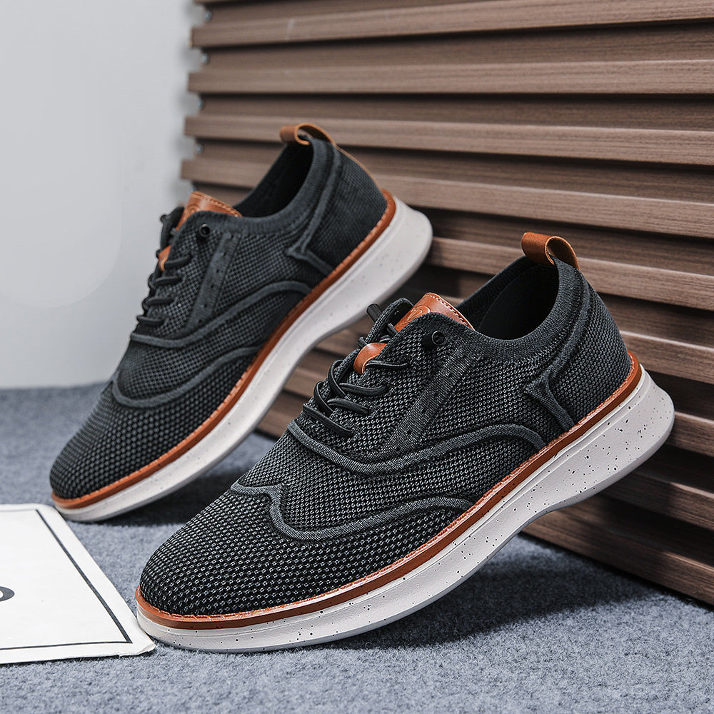 Stride men's breathable knit Oxford-style walking shoes in Black, product view 8