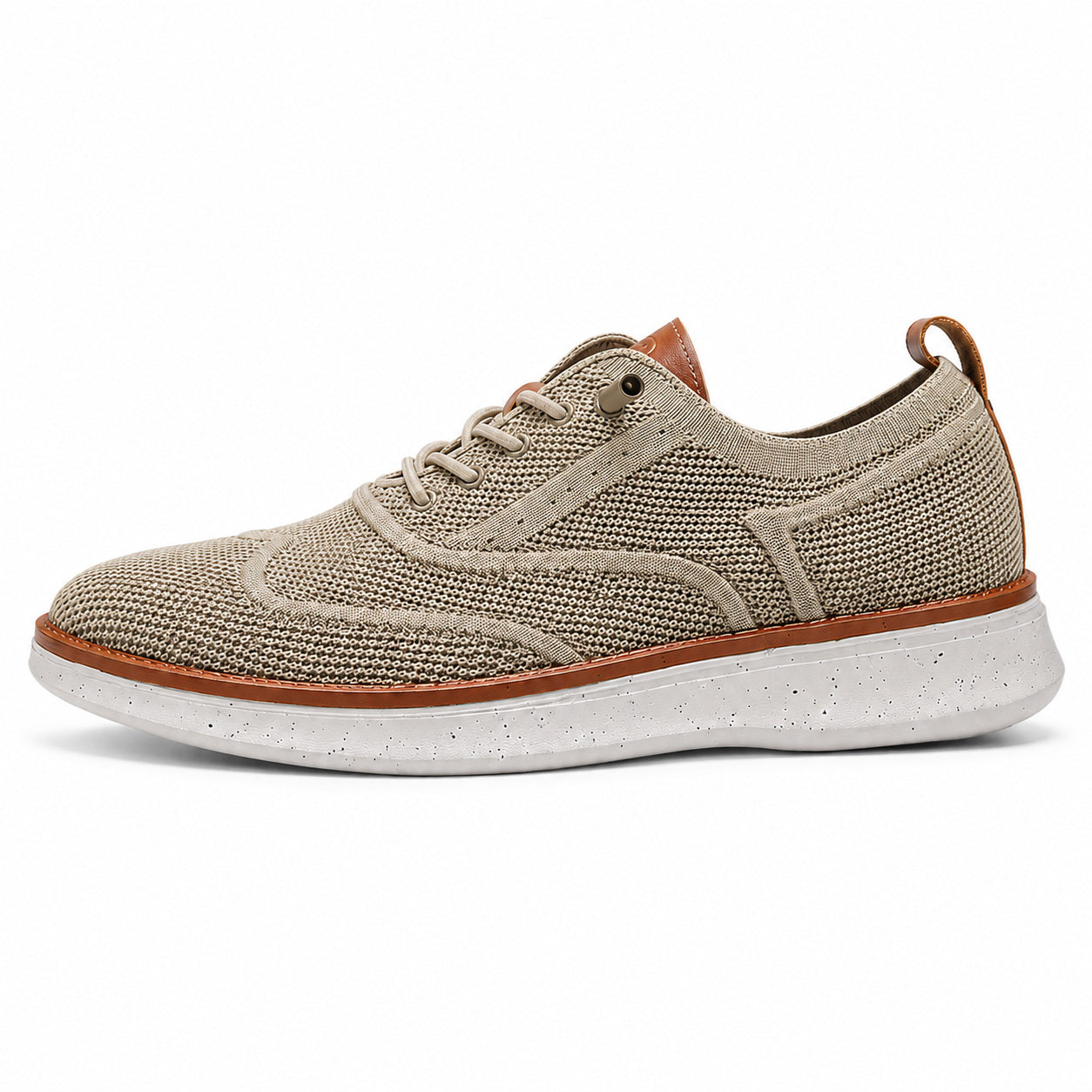 Stride men's breathable knit Oxford-style walking shoes in Khaki, product view 1