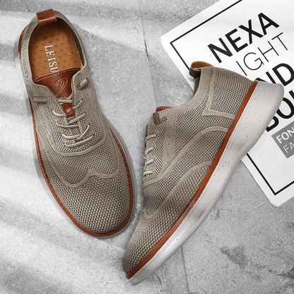 Stride men's breathable knit Oxford-style walking shoes in Khaki, product view 2