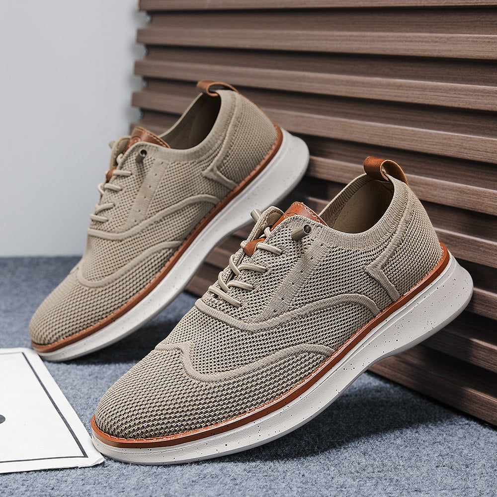 Stride men's breathable knit Oxford-style walking shoes in Khaki, product view 5
