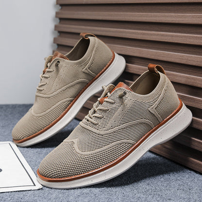 Stride men's breathable knit Oxford-style walking shoes in Khaki, product view 5