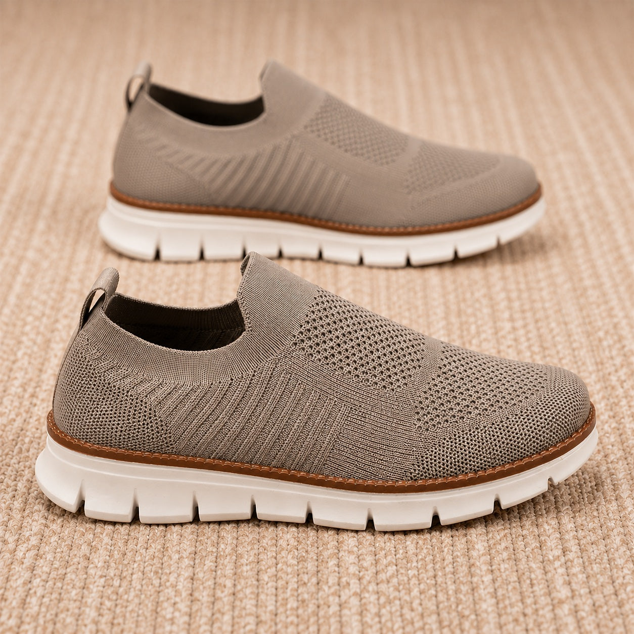 AirFlex khaki men's lightweight slip-on walking shoes pair