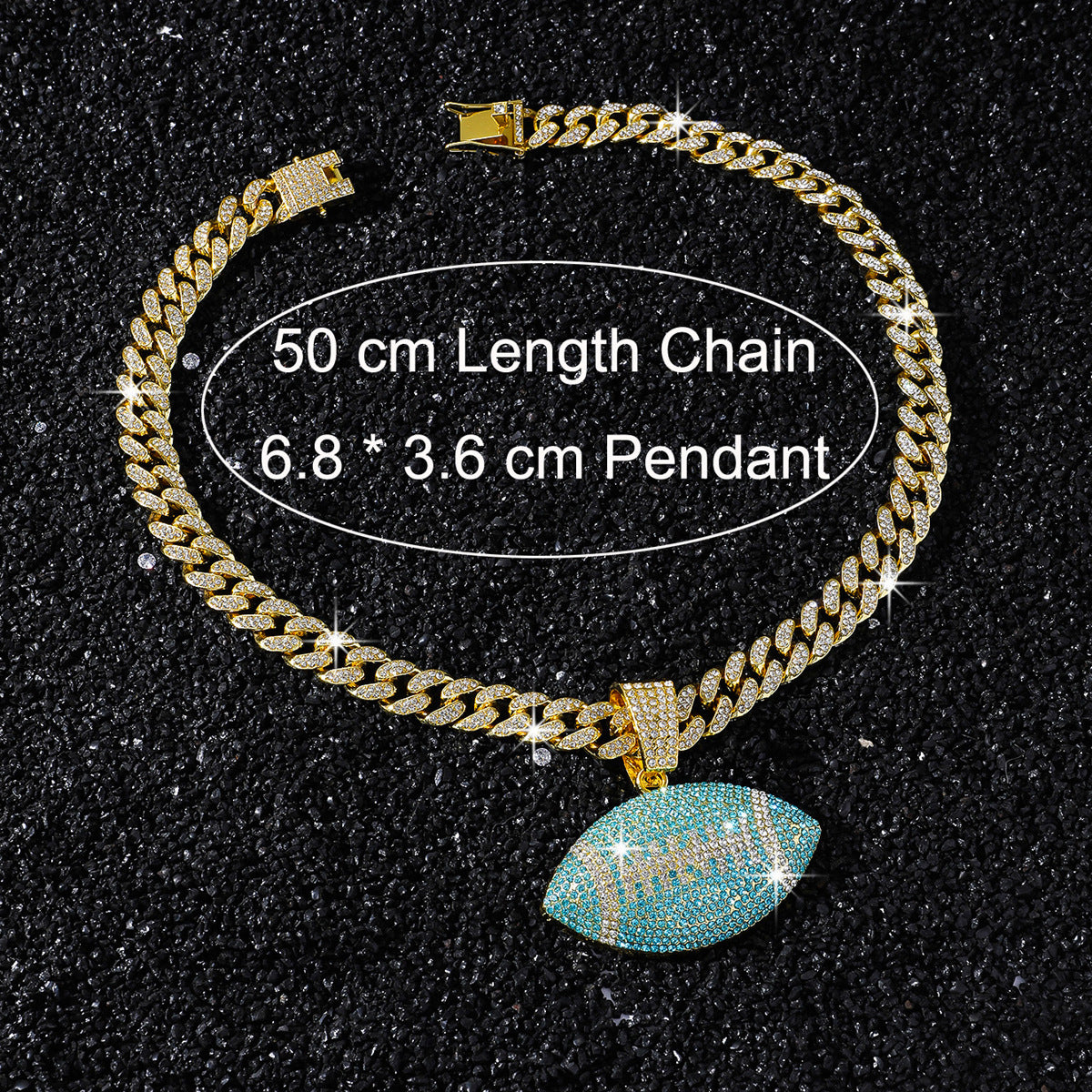 Aqua American Football necklace size guide