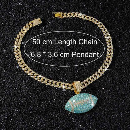Aqua American Football necklace size guide