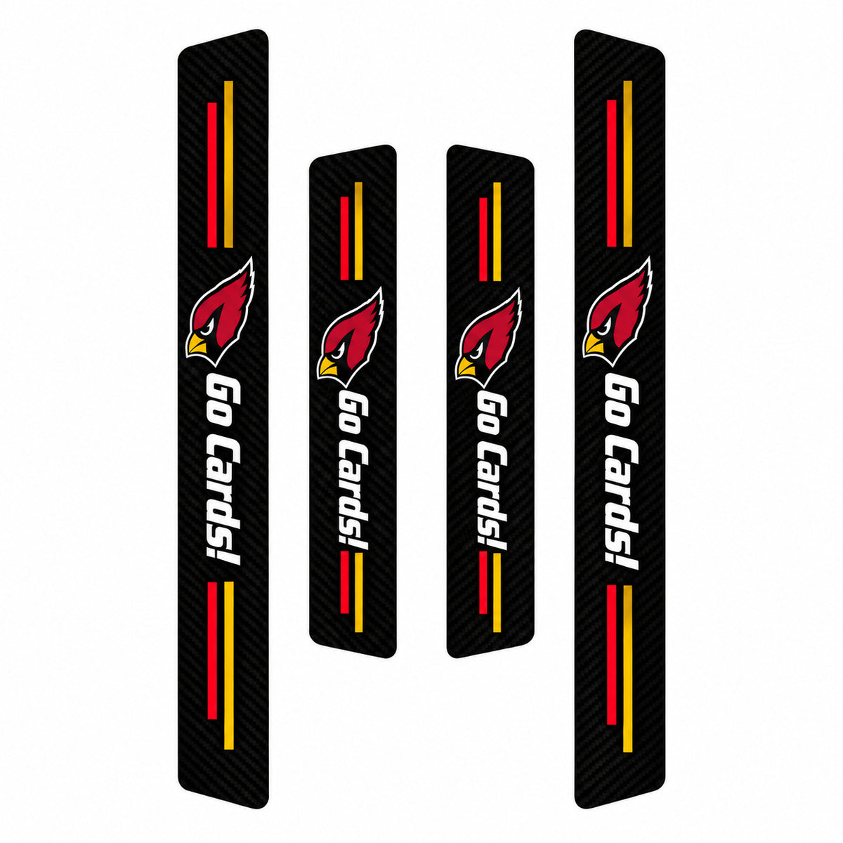 Arizona Cardinals car door sill protector strips — four-piece product layout
