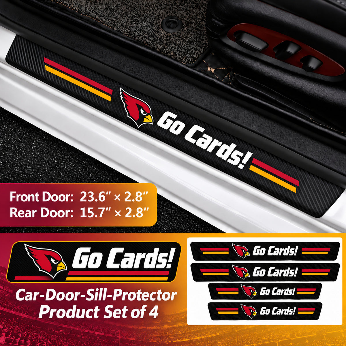 Arizona Cardinals car door sill protector strips — 1 set of 4 pieces and dimensions