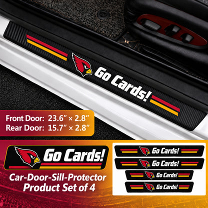 Arizona Cardinals car door sill protector strips — 1 set of 4 pieces and dimensions