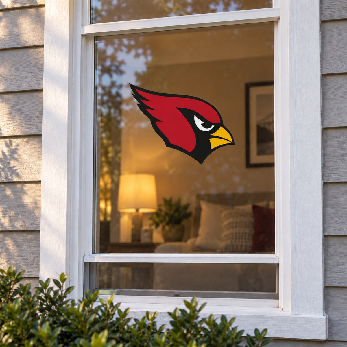 Arizona Cardinals decorative sticker displayed on a home window